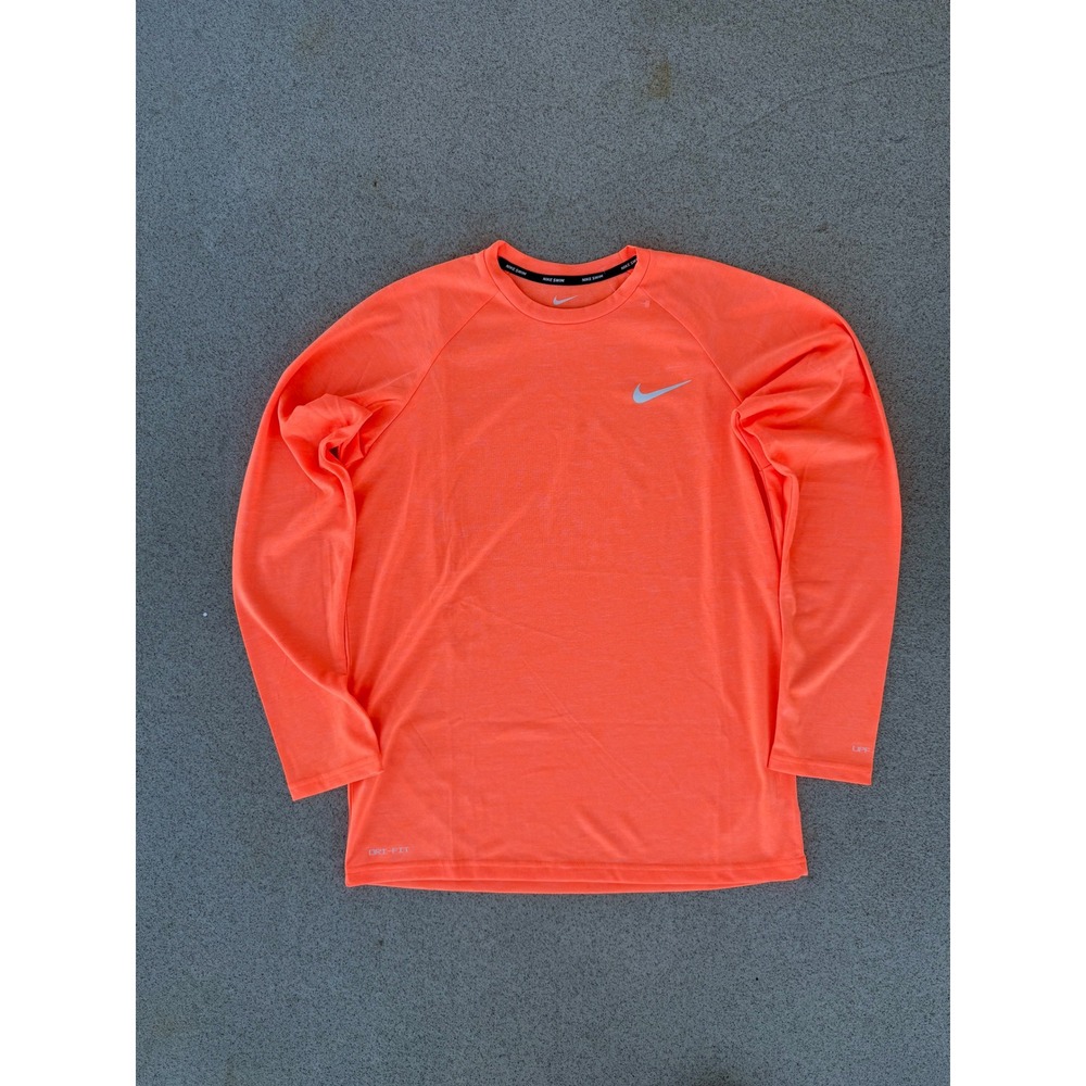 Nike Swim Dri-FIT Mens Small  - Orange Long Sleeve Sun Shirt UPF